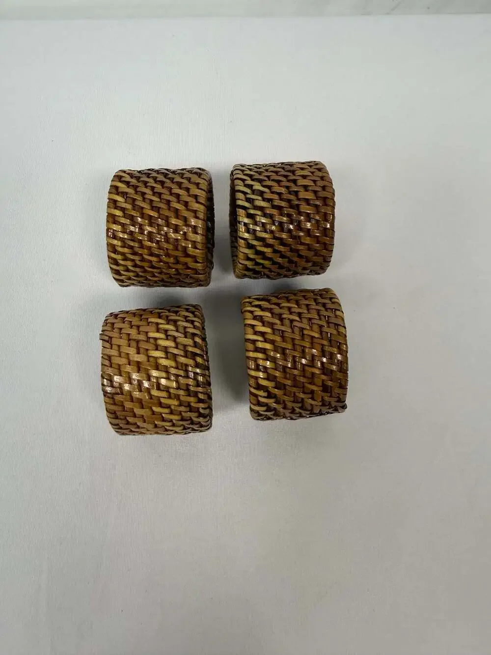 Saro Lifestyle Napkin Rings With Rattan Woven Design Set of 4 Brown